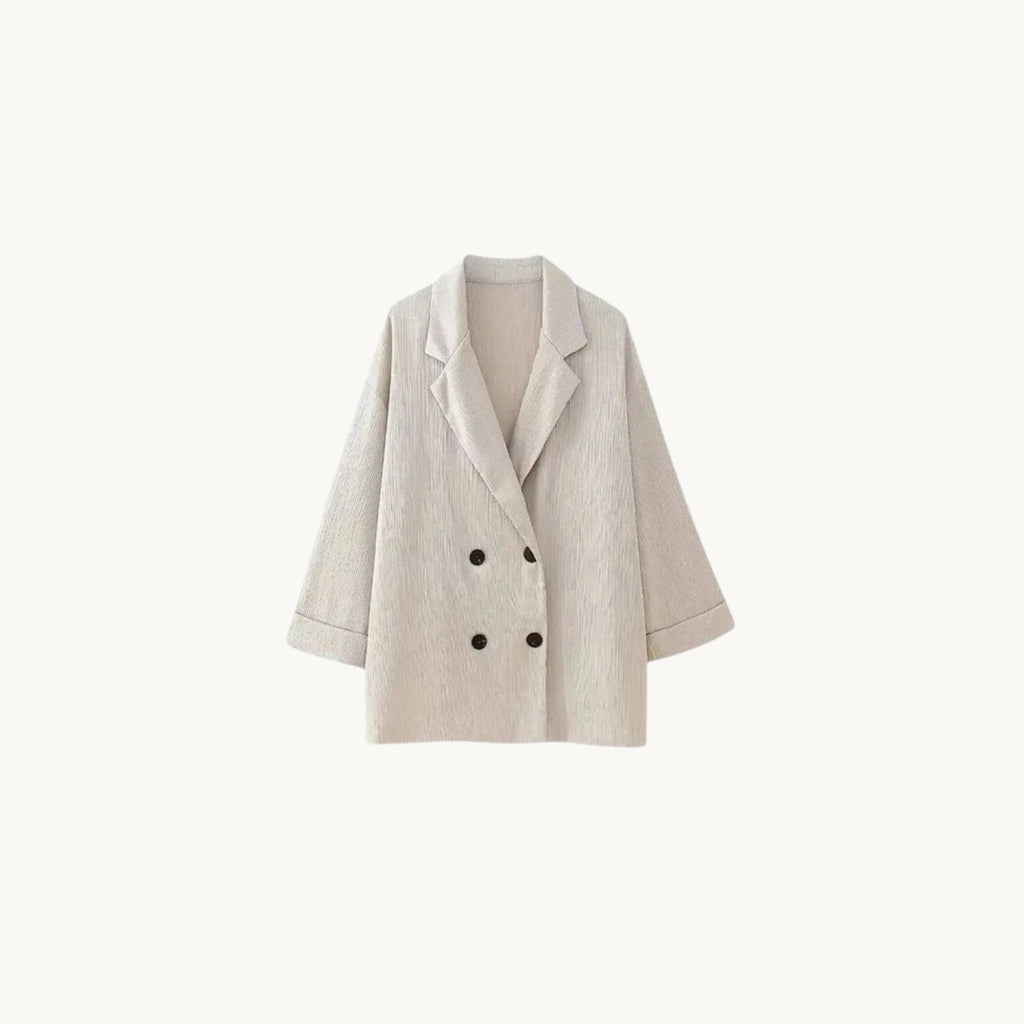Blazer effet plissé beige – Elegance Paris