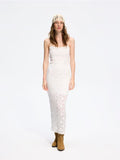 Robe longue en dentelle ivoire
