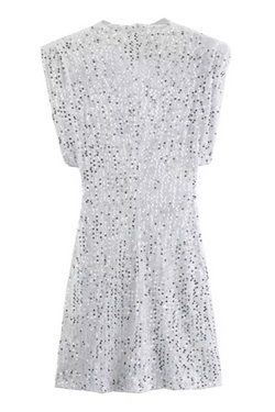 Mini Robe à Paillettes Soirée Argent
