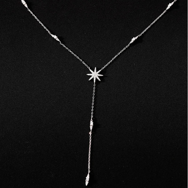 Collier en Y étoile argenté