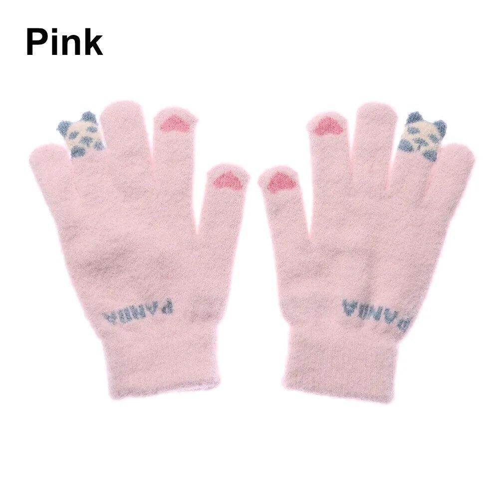 Gants en maille extensible – rose