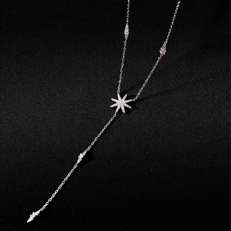 Collier en Y étoile argenté