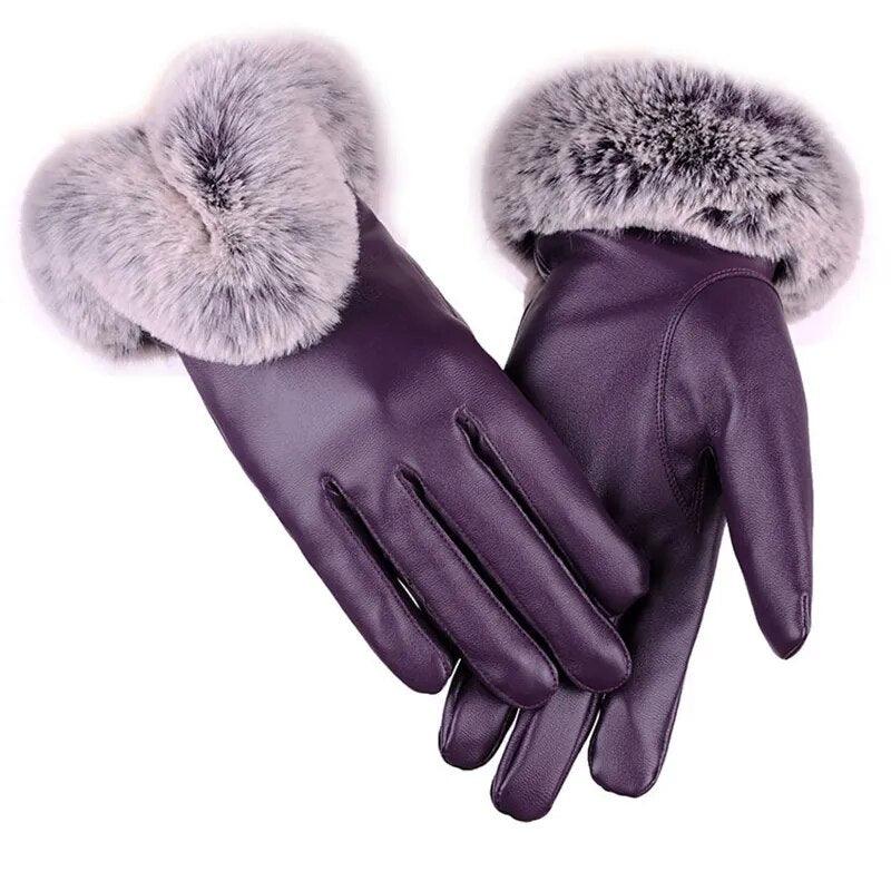 Gants en simili cuir et fausse fourrure – vue 3
