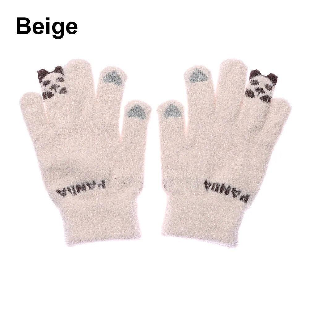 Gants en maille extensible – beige