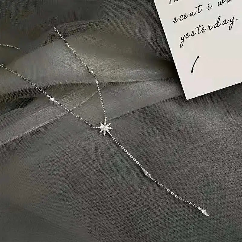 Collier en Y étoile argenté