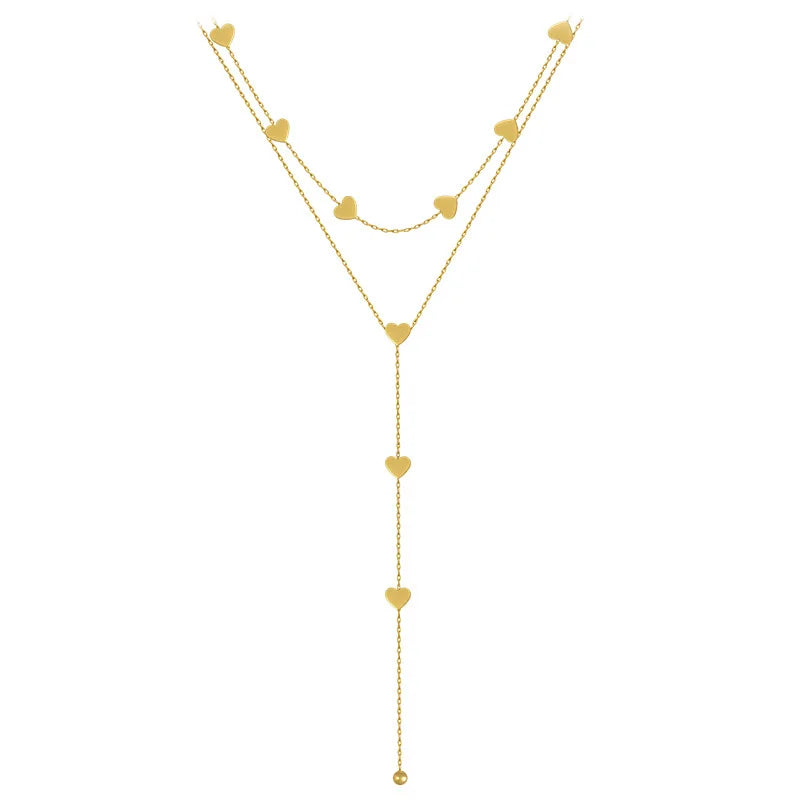 Collier en Y doré à petits cœurs – vue 5