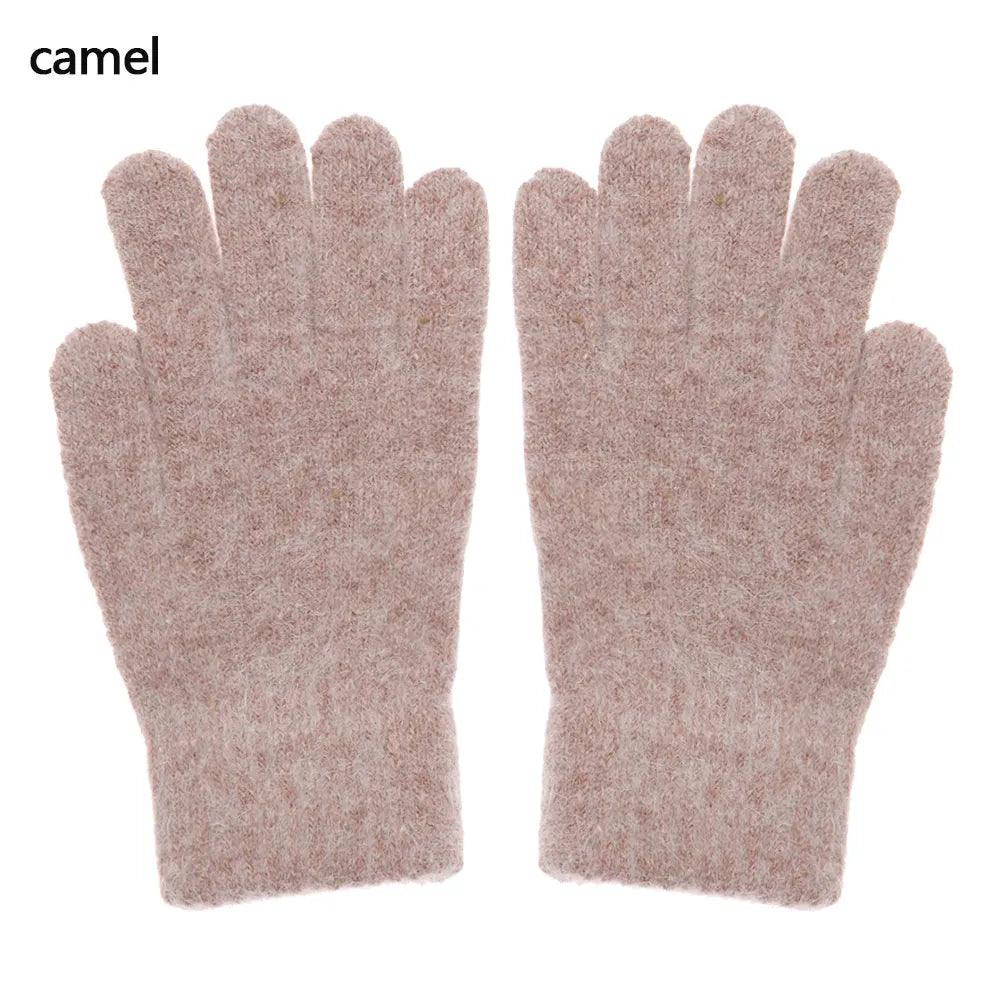 Gants en maille extensible – camel