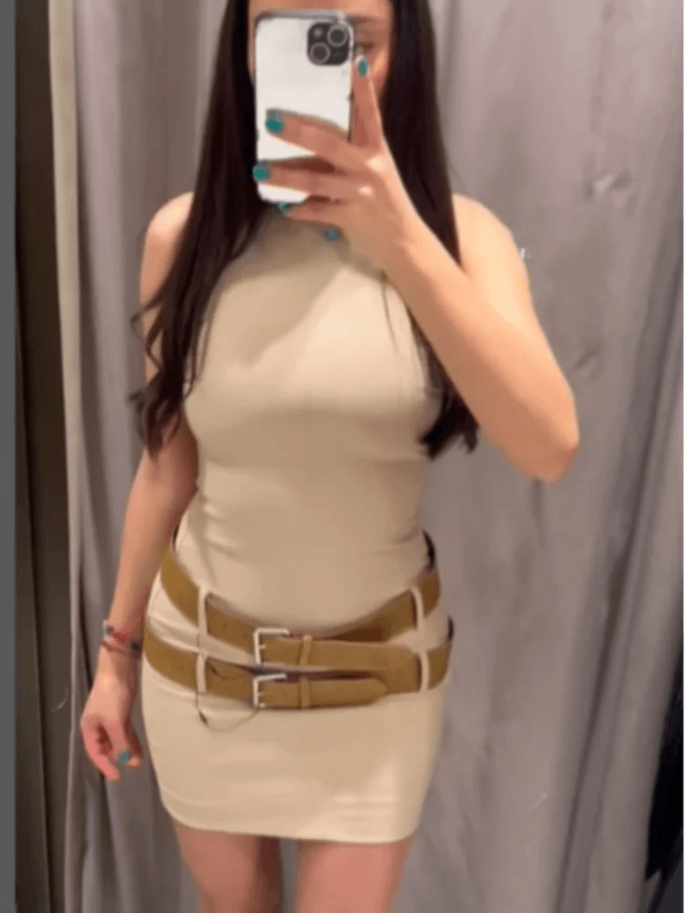 Mini robe avec double ceinture pour femmes