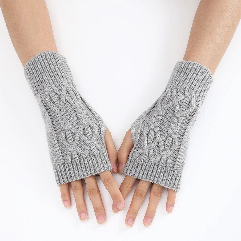 Mitaines en maille torsadée – gris