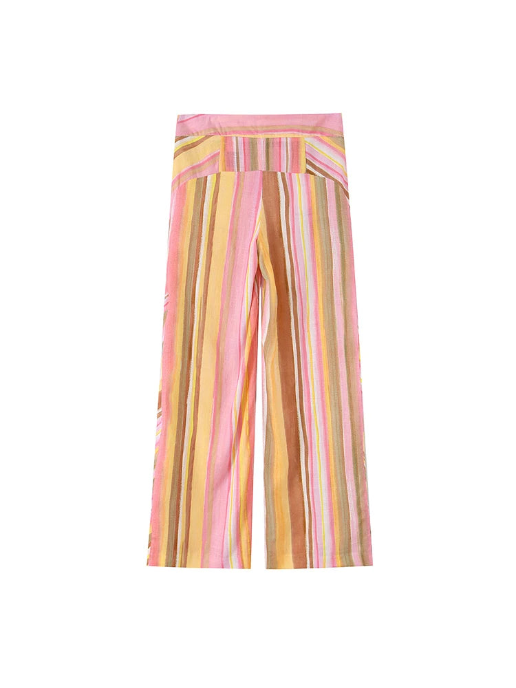 Pantalon large rayé