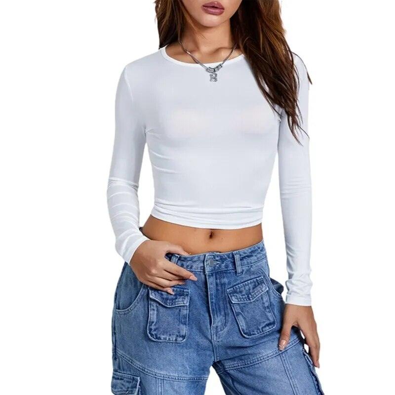 Top manche longue col rond - Eleganceparis 