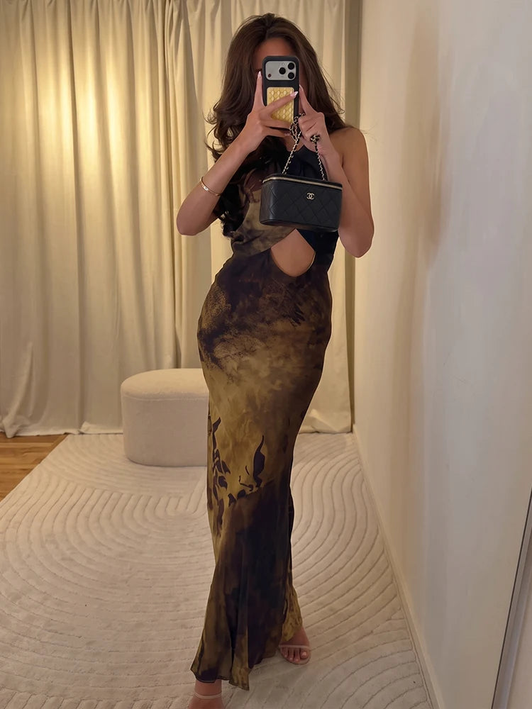 Robe longue fleurie dos nu
