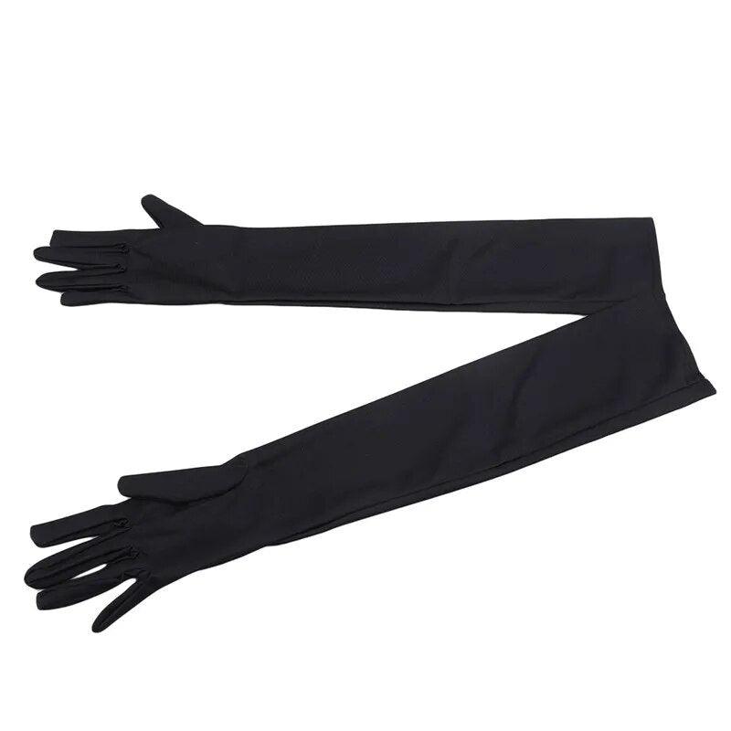 Gants longs de soirée en satin – noir