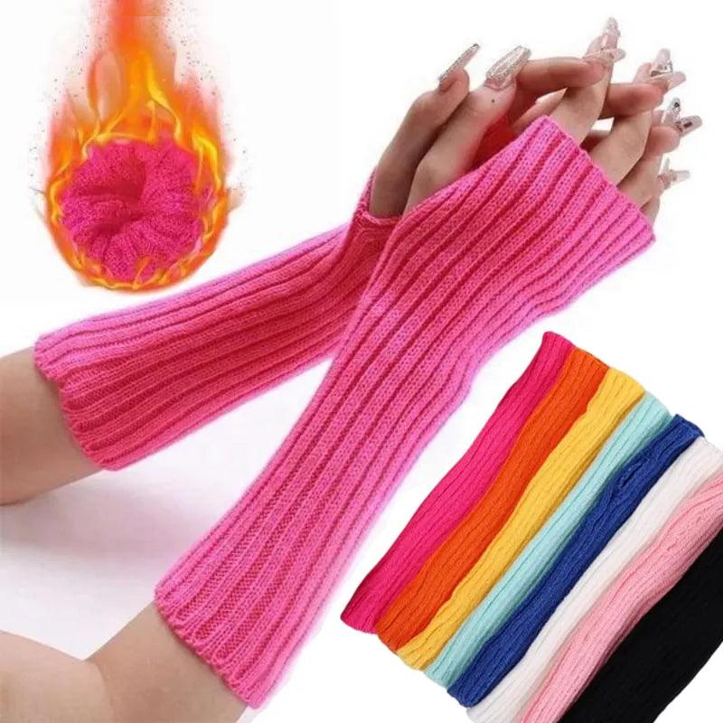 Manchettes longues en tricot – vue 2