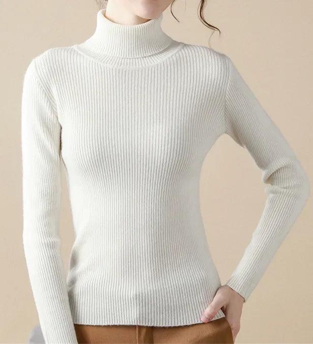 Pull col roulé fin et doux – blanc