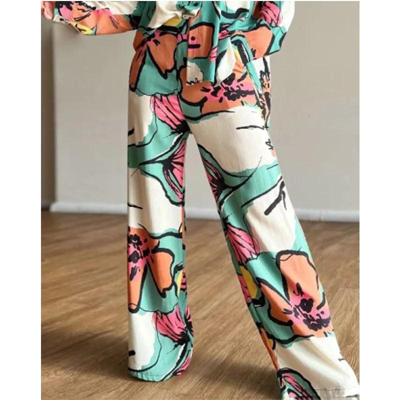 Ensemble d'été chemise et pantalon large imprimés – vue 3