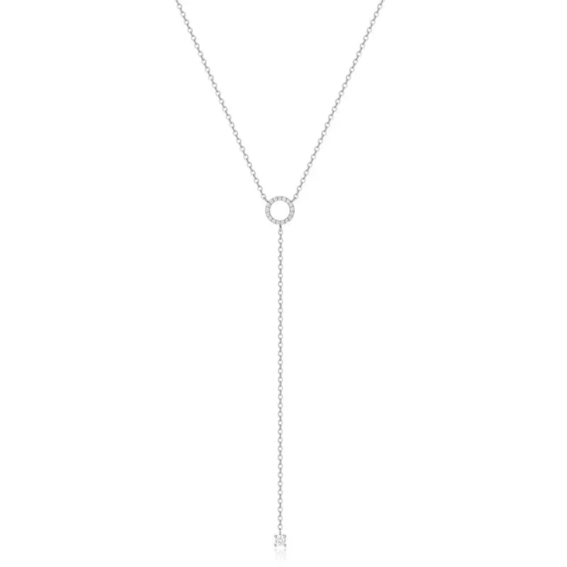 Collier en Y double rang à anneaux – argenté