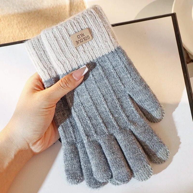 Gants d'hiver rayés en maille – vue 6