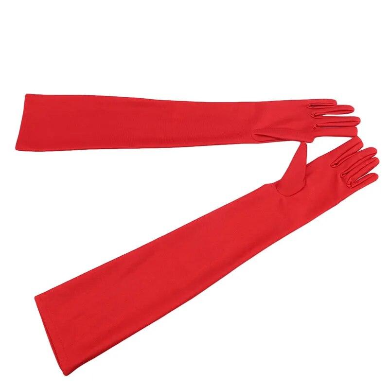 Gants longs de soirée en satin – rouge