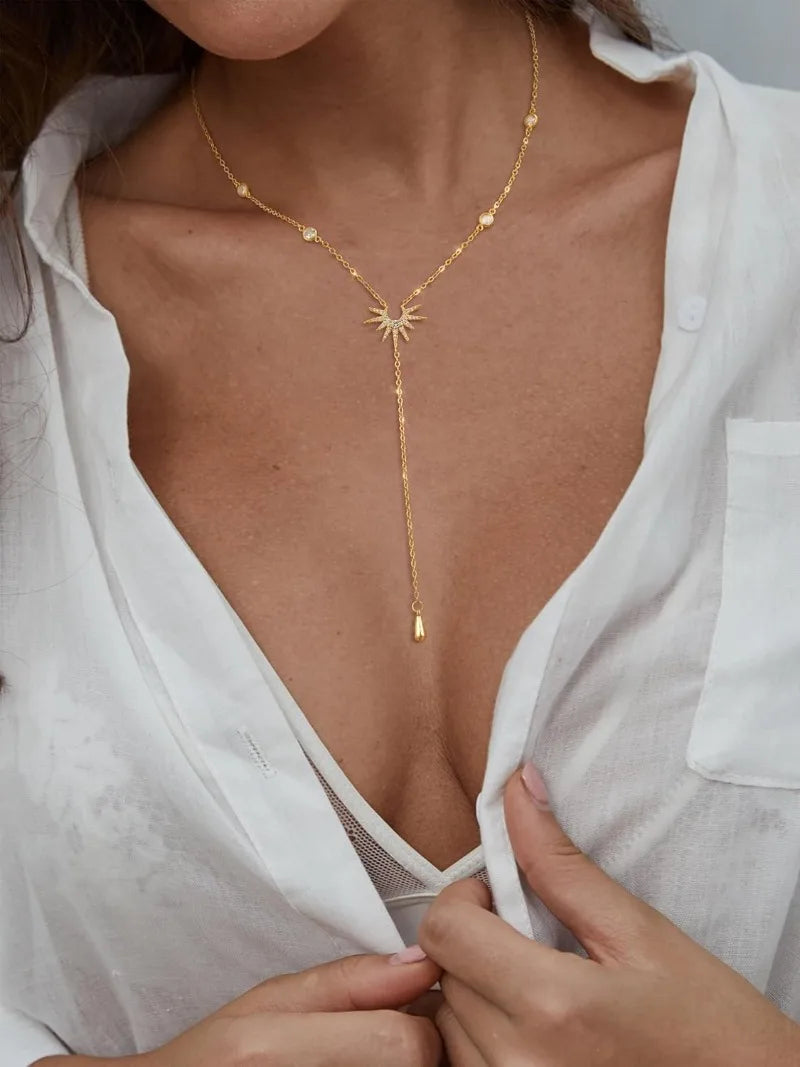 Collier en Y doré pendentif étoile – vue 3