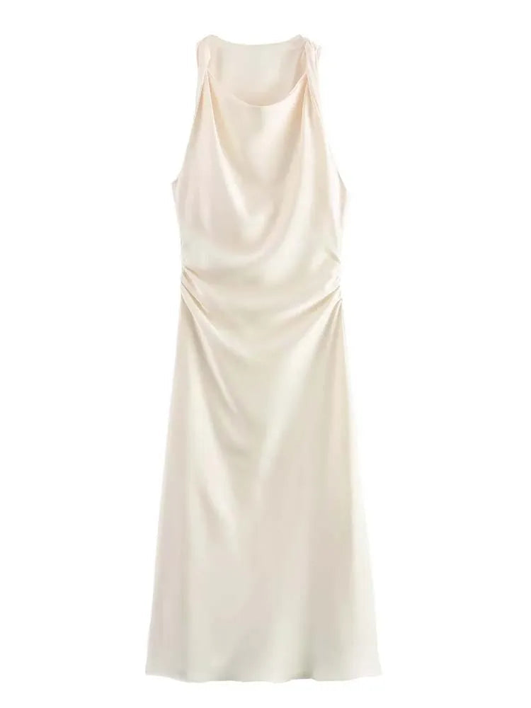 Robe Élégance Bohème – Halter Plissé