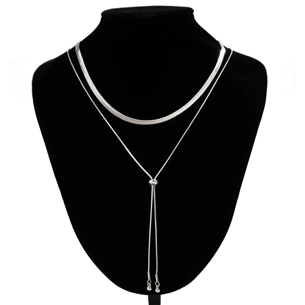 Collier double rang à maille plate – vue 4