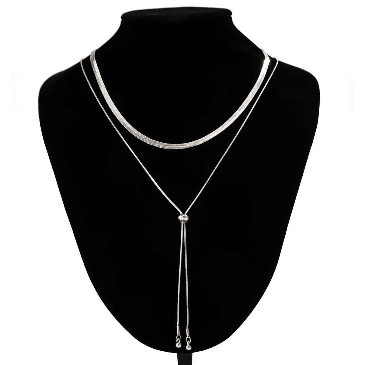 Collier double rang à maille plate – vue 4