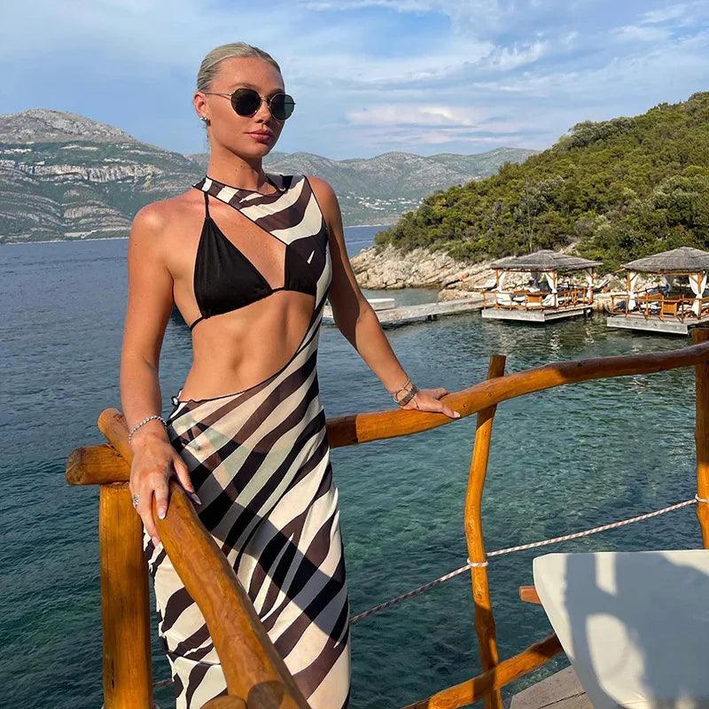 Robe de plage longue zèbre