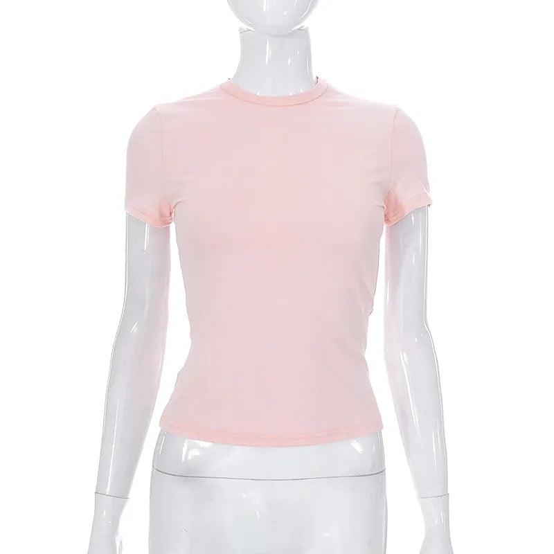 T-shirt court basique manches courtes – rose clair