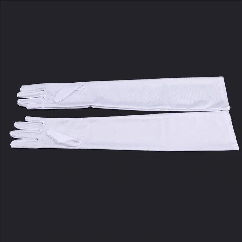 Gants longs de soirée en satin – blanc