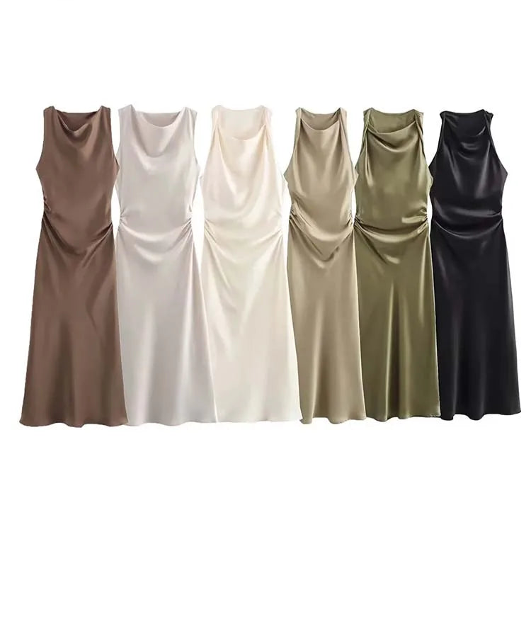 Robe Élégance Bohème – Halter Plissé