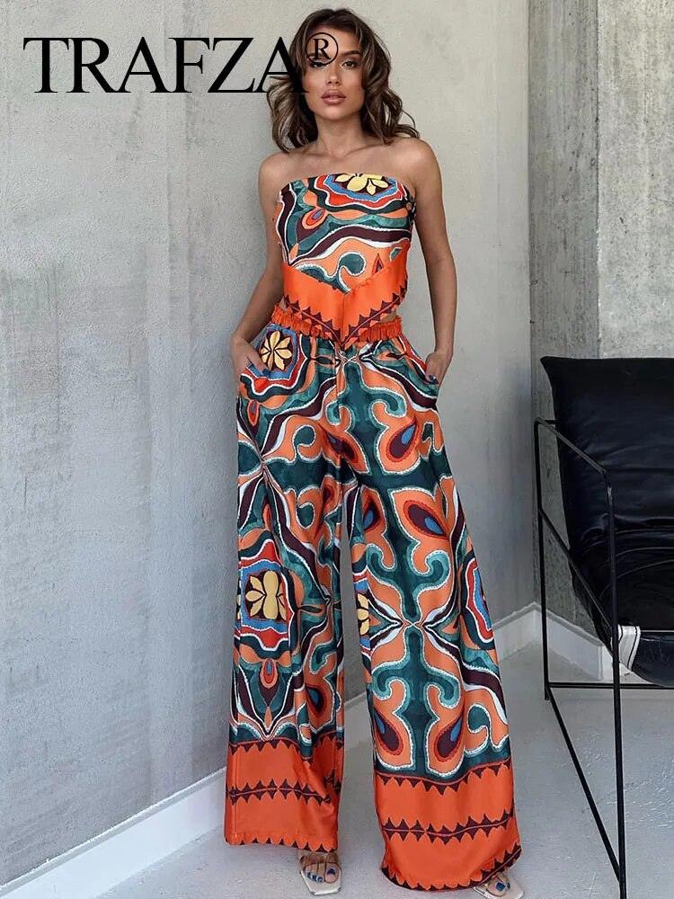 Ensemble bustier imprimé folk