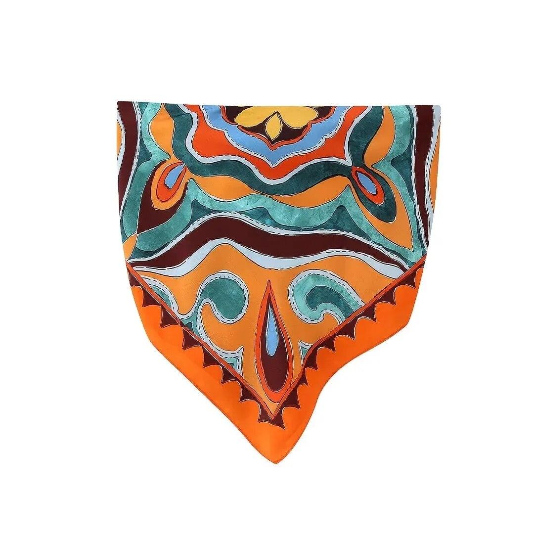 Ensemble bustier imprimé folk – haut orange