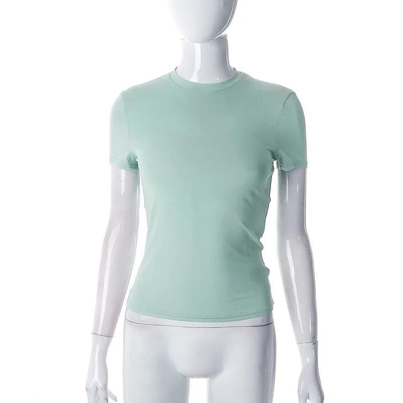 T-shirt court basique manches courtes – cyan