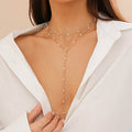 Collier multirang en Y à perles d'imitation – doré
