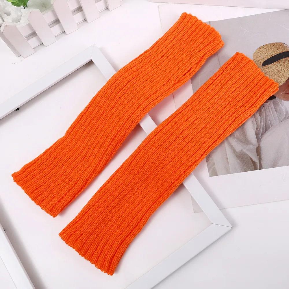 Manchettes longues en tricot – orange