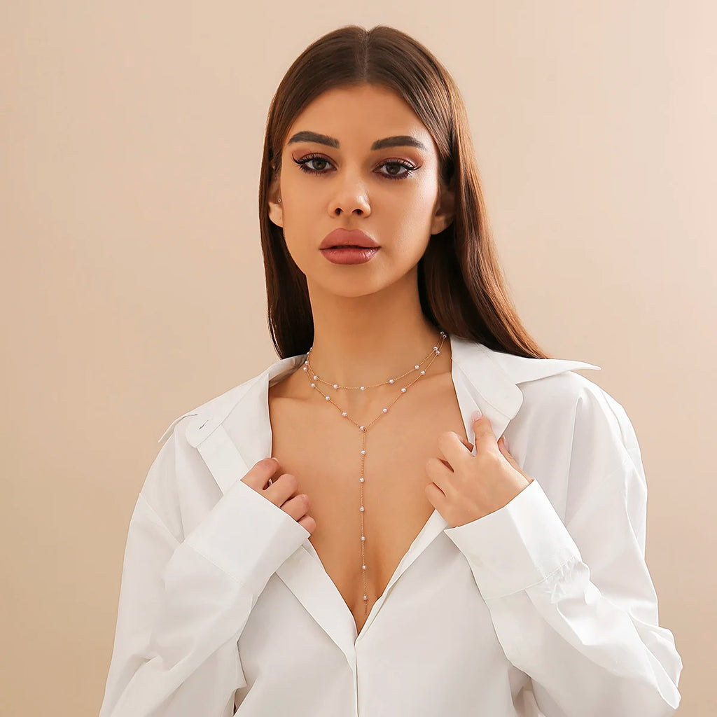 Collier trendy à perles simulées – Élégance et raffinement – vue 3