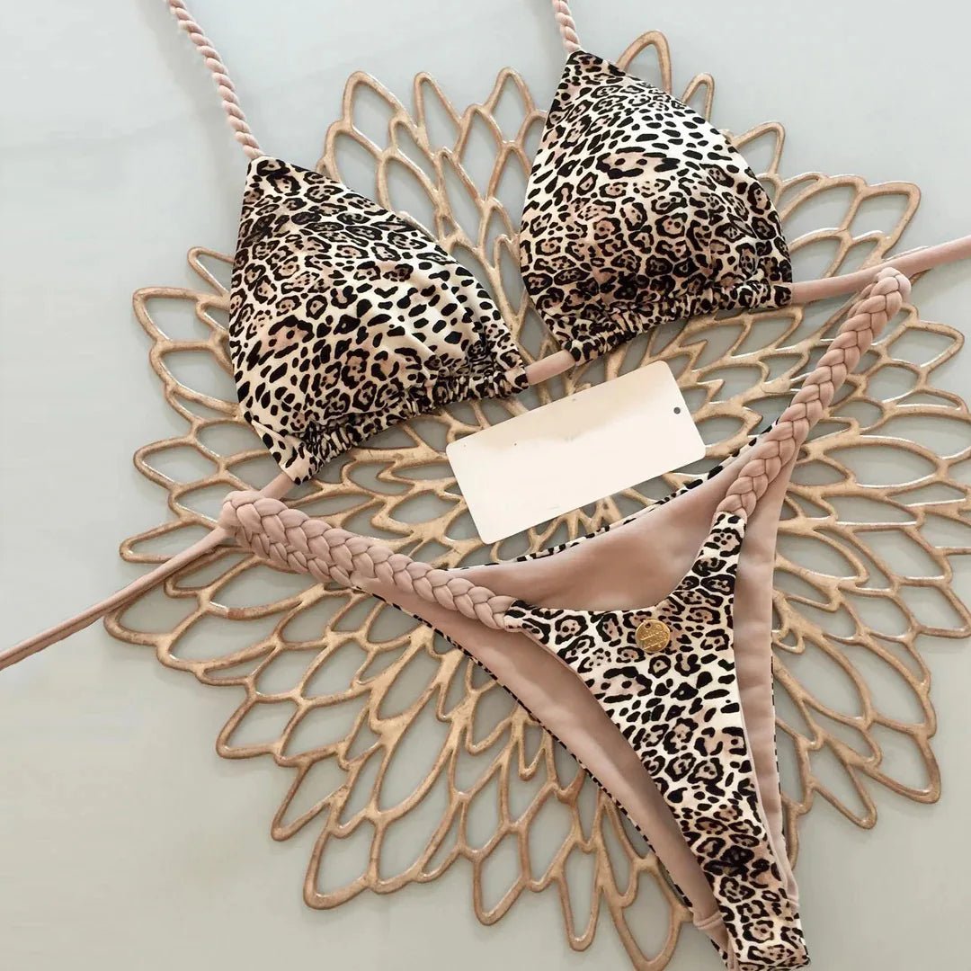 Instinct Léopard – Bikini Imprimé Sauvage à Lacets