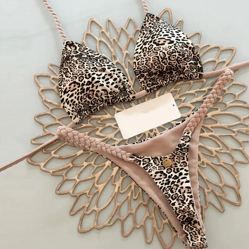 Instinct Léopard – Bikini Imprimé Sauvage à Lacets