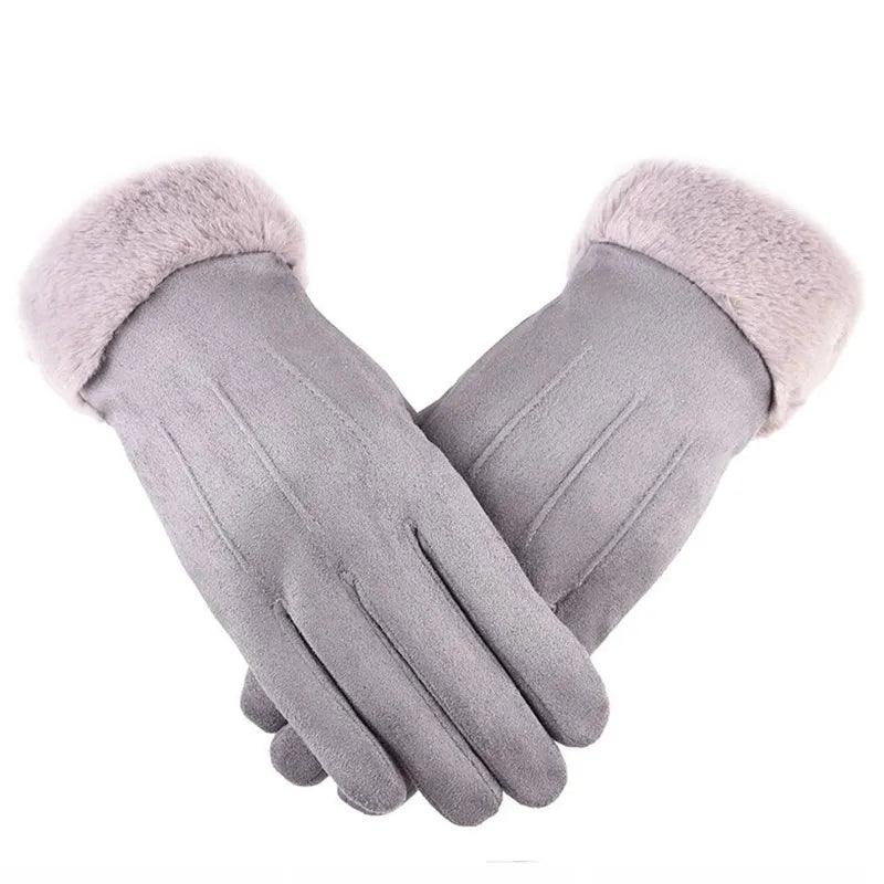 Gants d'hiver doux doublés – gris