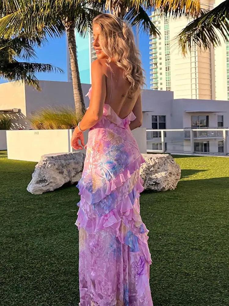 Robe colorés pour femmes, col en V, dos nu, sans manches
