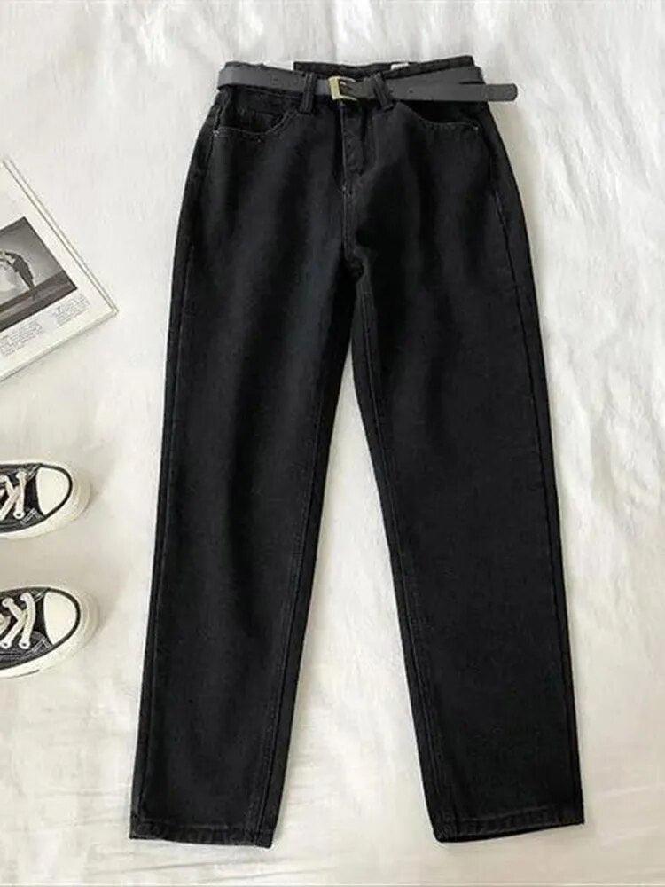 Jean carotte taille haute longueur cheville – noir