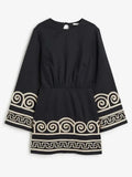 Robe brodée manches longues – noir