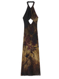 Robe longue fleurie dos nu