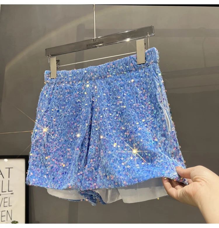 Short taille haute à paillètes +9 couleurs