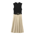 Robe Midi Plissée avec Sashes - Style Décontracté Femme