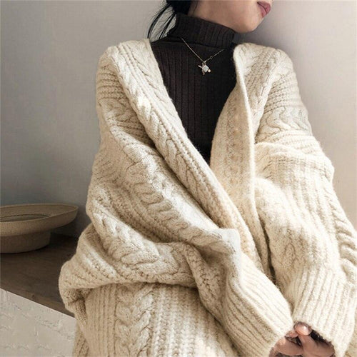 Cardigan long en maille épaisse