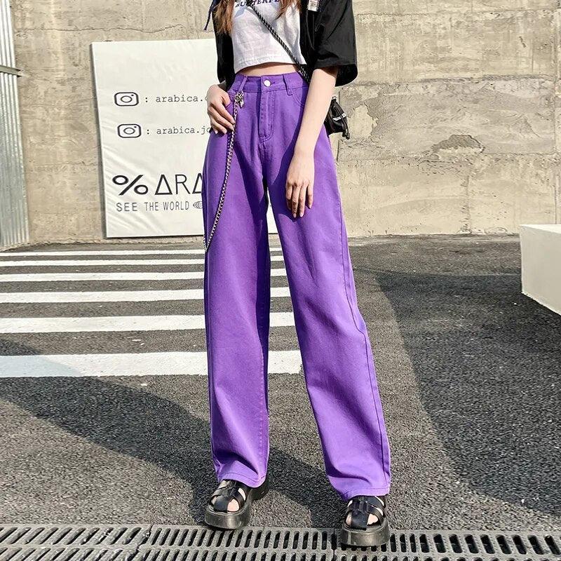 Pantalon large violet tendance, mode féminine chic et abordable pour un look urbain stylé