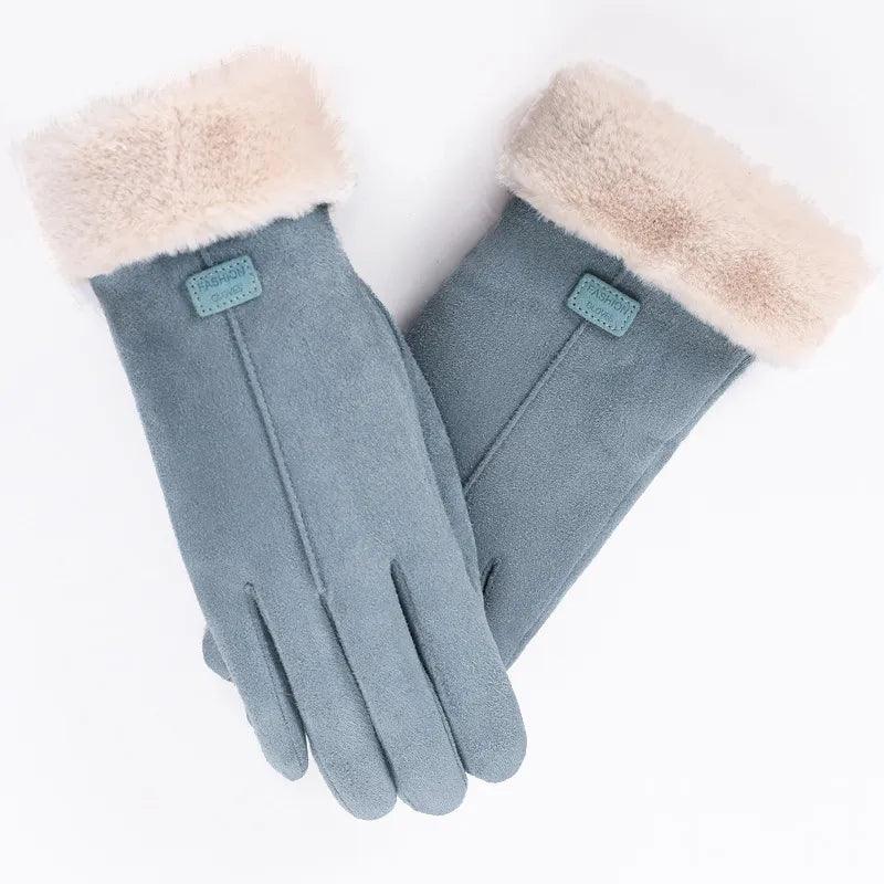 Gants d'hiver doux doublés – bleu