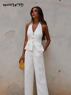 Elégant Blazer 2 Pieces Blanc - Eleganceparis 